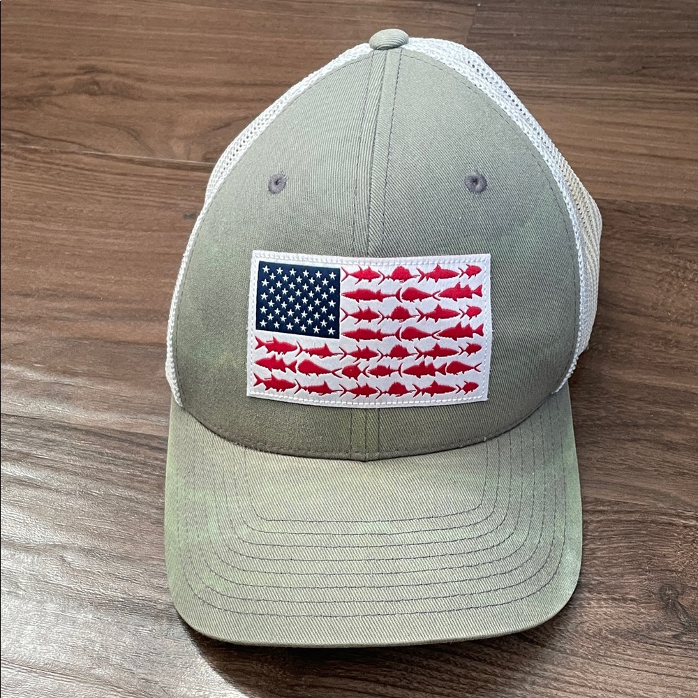 Grey Trucker Hat with American Flag Patch